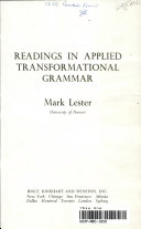 Readings in Applied Transformational Grammar