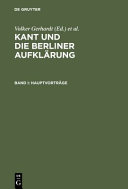 Kant und Die Berliner Aufklärung