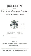 Bulletin of the School of Oriental Studies, London Institution