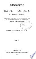 Records of the Cape Colony from February 1793 [to: July 1806-May 1809