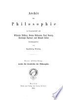 Archiv für Geschichte der Philosophie