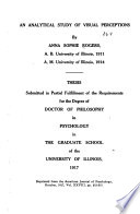 An Analytical Study of Visual Perceptions