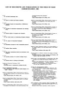 List of Documents and Publications in the Field of Mass Communication