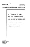 A Curriculum Unit on the Conservation of Natural Resources