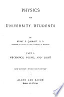 Physics for University Students: Mechanics, sound, and light