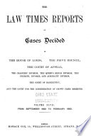 The Law Times Reports of Cases Decided in the House of Lords, the Privy Council, the Court of Appeal ... [new Series].