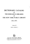 Dictionary Catalog of the Research Libraries of the New York Public Library, 1911-1971