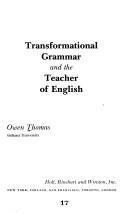 Transformational Grammar and the Teacher of English