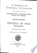 Library of Universal Literature: Critique of pure reason