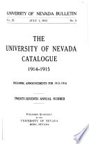 Annual Register of the State University of Nevada ... with Announcements ...