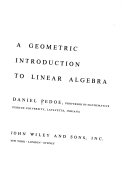 A Geometric Introduction to Linear Algebra
