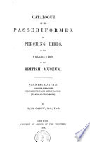 Catalogue of the Passeriformes Or Perching Birds