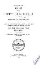 Auditor's ... Annual Report of the Receipts and Expenditures of the City of Boston, and the County of Suffolk, for the Financial Year ...