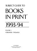 Subject Guide to Books in Print