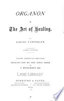 Organon of the art of healing