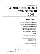 Proceedings of the World Tribology Congress III--2005