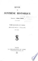 Revue de synthèse historique