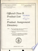 Official Class B Product List and Product Assignment Directory