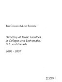 Directory of Music Faculties in Colleges and Universities, U. S. and Canada