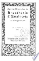 Current Researches in Anesthesia & Analgesia