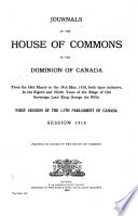 Journals of the House of Commons of the Dominion of Canada