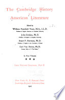 The Cambridge History of American Literature: Later national literature: pt. II