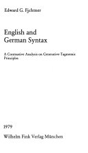 English and German Syntax