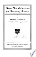 Second-year Mathematics for Secondary Schools