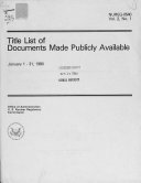Title List of Documents Made Publicly Available
