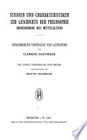 Beiträge zur Geschichte der Philosophie des Mittelalters