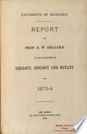 Report of Prof. E.W. Hilgard on the Department of Geology, Zoology and Botany for 1873-74