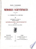 Mémoires scientifiques
