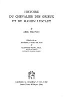 Histoire Du Chevalier Des Grieux Et de Manon Lescaut, by Abbé Prévost. Edited with an Introd., Variants and Notes by Clifford King