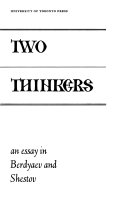 Two Russian Thinkers: an Essay in Berdyaev and Shestov