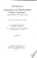 Dictionary of Anonymous and Pseudonymous English Literature: A-C