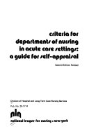 Criteria for Departments of Nursing in Acute Care Settings