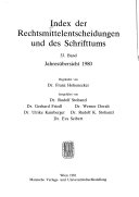 Index der Rechtsmittelentscheidungen und des Schrifttums