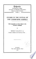 Studies in the Syntax of the Lindisfarne Gospels