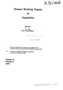 Kansas Working Papers in Linguistics