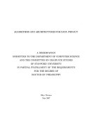 Algorithms and Architectures for Data Privacy