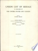 Union List of Serials in Libraries of the United States and Canada