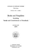 Books and Pamphlets, Including Serials and Contributions to Periodicals