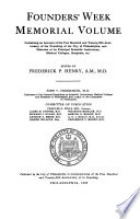 Founders' Week Memorial Volume