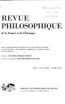 Revue philosophique de la France et de l'étranger