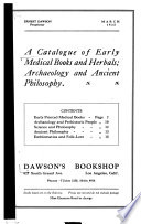 A Catalogue of Early Medical Books and Herbals