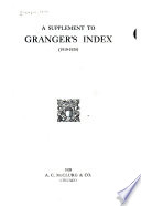 A Supplement to Granger's Index (1919-1928).
