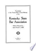 Proceedings of the ... Annual Meeting of the Kentucky State Bar Association ...