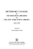 Dictionary Catalog of the Research Libraries of the New York Public Library, 1911-1971