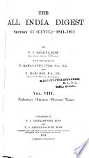 The All India Digest, Section Ii (civil), 1811-1911