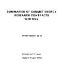 Summaries of CANMET Energy Research Contracts, 1979-1982